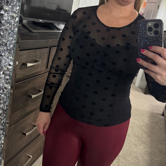 Guess Tops - Guess Black Polka Dot Women's Top - Small